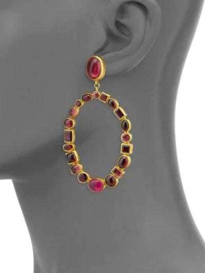 Shop Gurhan Women's Amulet Hue Large Multi-stone & 24k Yellow Gold Drop Earrings In Gold/red
