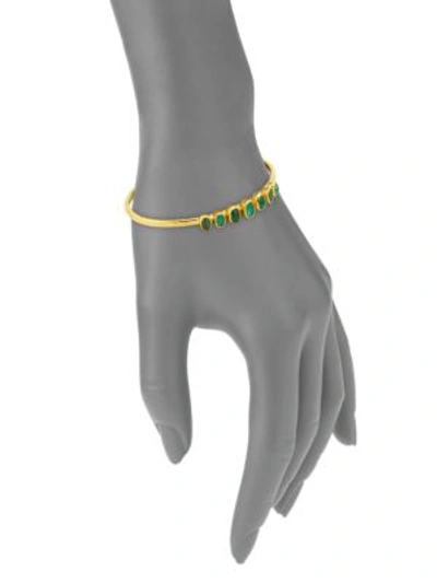 Shop Gurhan Amulet Hue Emerald & 24k Yellow Gold Bangle Bracelet In Gold-emerald