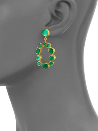 Shop Gurhan Amulet Hue Emerald & 24k Yellow Gold Drop Earrings In Gold-emerald