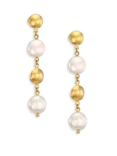 Shop Gurhan Lentil 13mm White Coin Pearl & 22-24k Yellow Gold Drop Earrings