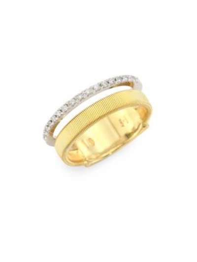 Shop Marco Bicego Women's Masai Diamond, 18k Yellow & White Gold Two-row Ring