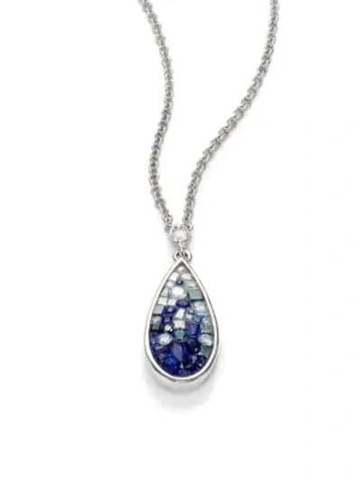 Shop Plevé Blue Ombré Diamond, Sapphire & 18k White Gold Teardrop Pendant Necklace