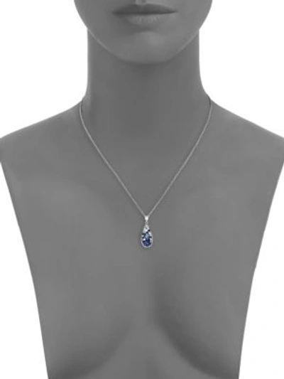 Shop Plevé Blue Ombré Diamond, Sapphire & 18k White Gold Teardrop Pendant Necklace