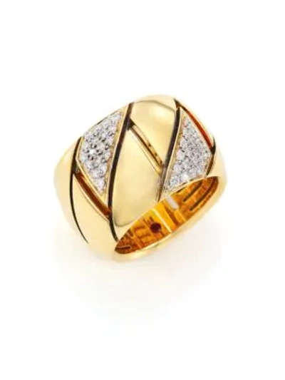 Shop Roberto Coin Appassionata Diamond, 18k Yellow Gold & 18k White Gold Ring