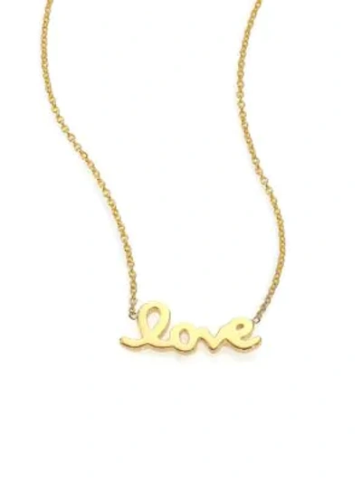 Shop Roberto Coin Tiny Treasures 18k Yellow Gold Love Letter Necklace