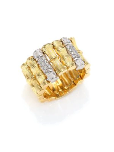 Shop Roberto Coin Bonsai Diamond, 18k Yellow Gold & 18k White Gold Ring