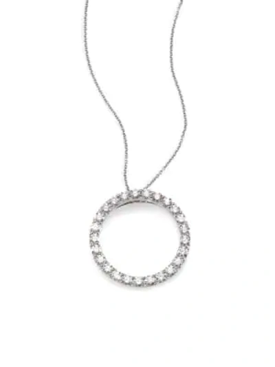 Shop Roberto Coin Tiny Treasures Diamond & 18k White Gold Circle Pendant Necklace