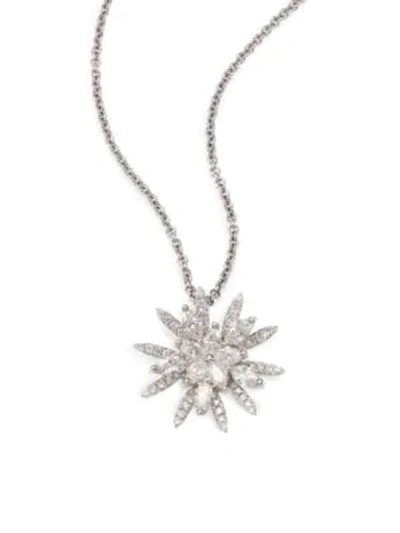Shop Roberto Coin Diamond & 18k White Gold Flower Pendant Necklace
