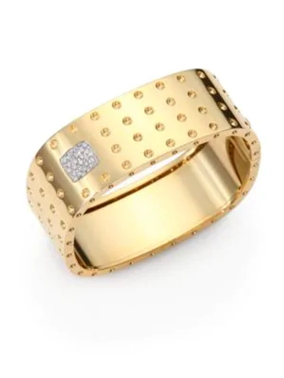 Shop Roberto Coin Women's Pois Moi Diamond & 18k Yellow Gold Four-row Bangle Bracelet