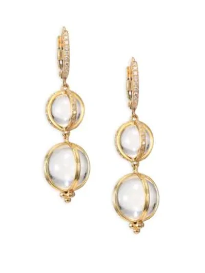 Shop Temple St Clair Double Amulet, Rock Crystal, Diamond & 18k Yellow Gold Drop Earrings