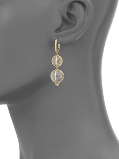 Shop Temple St Clair Double Amulet, Rock Crystal, Diamond & 18k Yellow Gold Drop Earrings