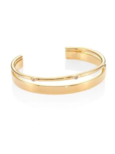 Shop Elizabeth And James Maxwell White Topaz Cuff Bracelet In Gold