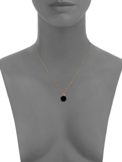 Shop Ginette Ny Ever Onyx & 18k Rose Gold Round Pendant Necklace In Rose Gold Onyx