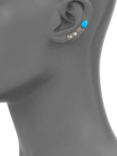 Shop Jacquie Aiche Turquoise, Labradorite & 14k Rose Gold Single Ear Cuff In Rose Gold-turquoise