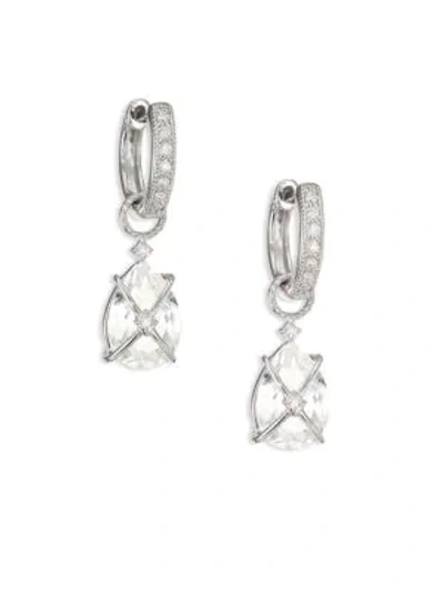 Shop Jude Frances Classic White Topaz, Diamond & 18k White Gold Wrapped Pear Earring Charms