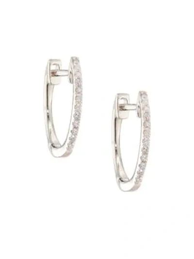 Shop Ef Collection Diamond & 14k White Gold Huggie Earrings/0.5"