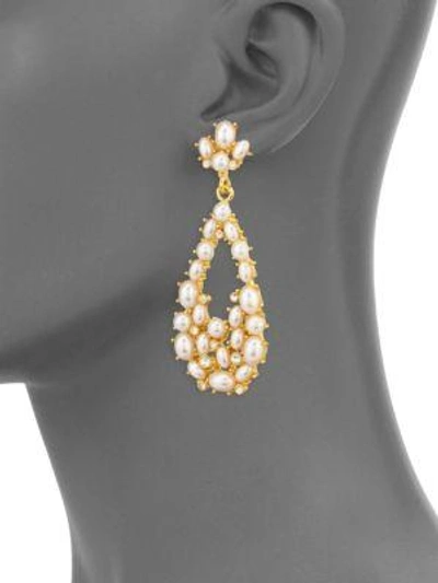 Shop Kenneth Jay Lane Women's Faux Pearl Teardrop Earrings In Gold