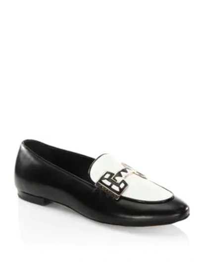 Shop Sophia Webster Riko Leather Loafers In Black White