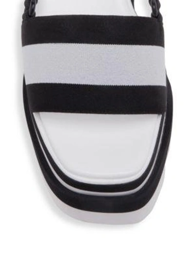 Shop Stella Mccartney Elyse Striped Platform Wedge Sandals In Black White