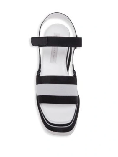 Shop Stella Mccartney Elyse Striped Platform Wedge Sandals In Black White