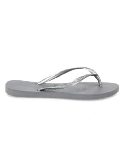 Shop Havaianas Women's Slim Flip Flops In Steel Grey