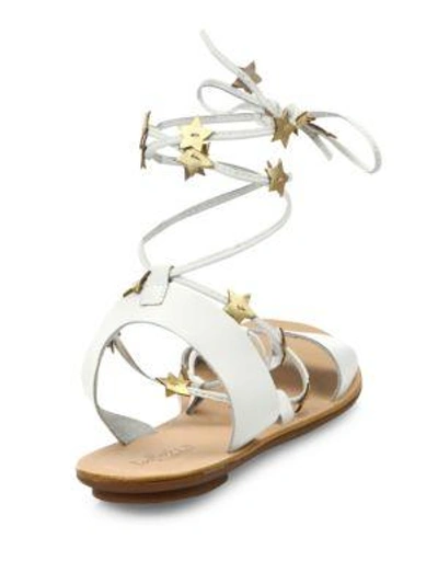 Shop Loeffler Randall Starla Star-detail Leather Lace-up Sandals In Wheat