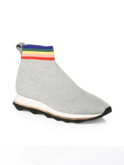 Shop Loeffler Randall Scout Knit Platform Sneaker In Grey Rainbow