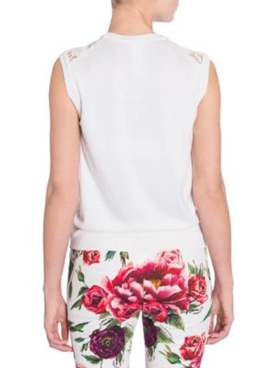 Shop Dolce & Gabbana Sleeveless Lace Top In White