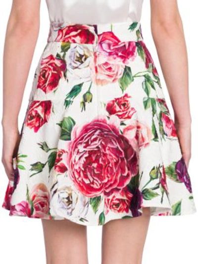 Shop Dolce & Gabbana Brocade Stampa Peonie Skirt In Ivory Peony Print