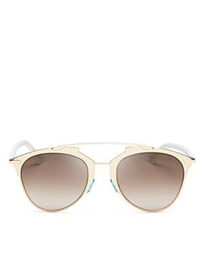 Shop Dior Women's Reflected Mirrored Brow Bar Aviator Sunglasses, 52mm In Rose Gold/brown Gradient Mirror