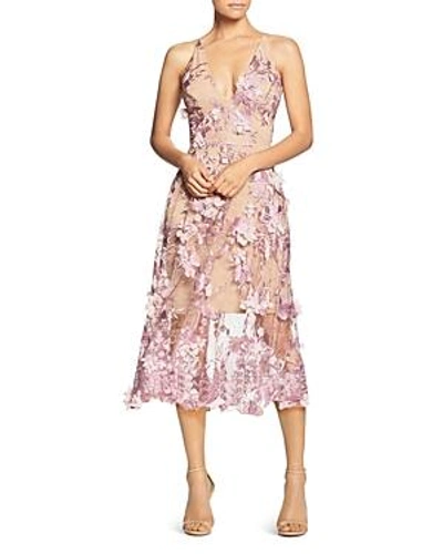 Shop Dress The Population Audrey Floral Midi Dress In Lilac/nude