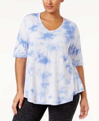 Shop Calvin Klein Performance Plus Size Printed V-neck T-shirt In Hyacinth