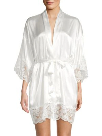 Shop In Bloom The Bride Satin & Lace Wrapper Dressing Gown In Ivory