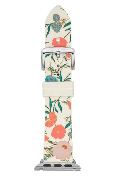 Shop Kate Spade Apple Watch Strap, 25mm In Gold/ Green/ Pink