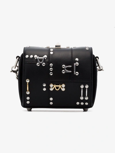 Shop Alexander Mcqueen Black Box 16 Studded Leather Cross-body Bag