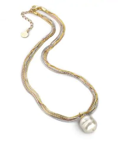Shop Majorica 16mm White Baroque Pearl Multi-chain Pendant Necklace