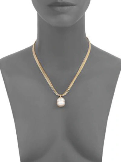 Shop Majorica 16mm White Baroque Pearl Multi-chain Pendant Necklace