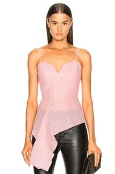 Shop Roland Mouret Garforth Rippled Cotton Silk Top In Pink