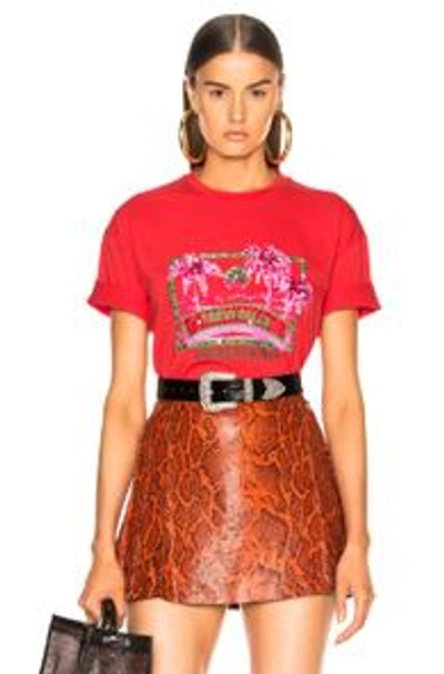 Shop Fendi Trevi Falls Embellished Graphic Tee In Red
