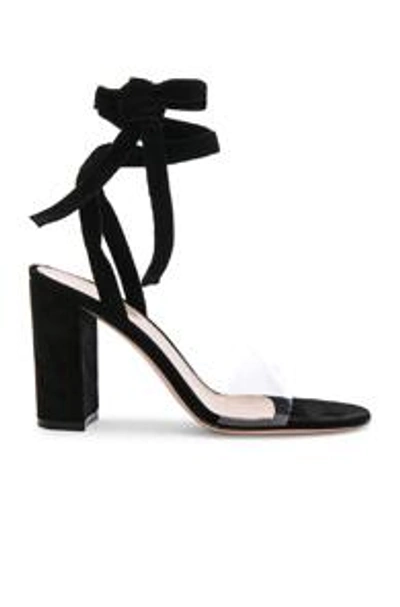 Shop Gianvito Rossi Leather & Plexi Strappy Sandals In Transparent & Black