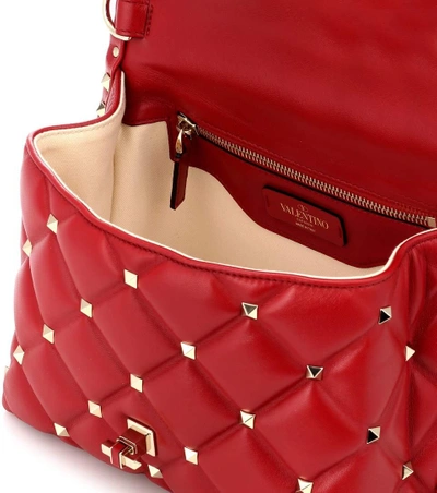 Shop Valentino Garavani Rockstud Leather Shoulder Bag In Red