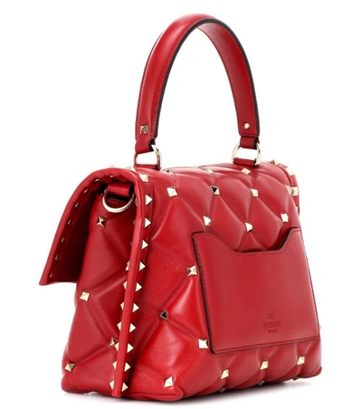 Shop Valentino Garavani Rockstud Leather Shoulder Bag In Red