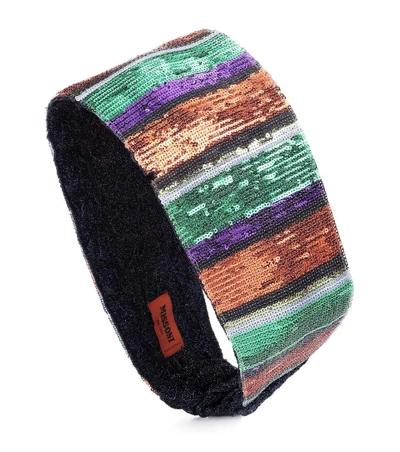 Shop Missoni Sequined Striped Headband In Multicoloured