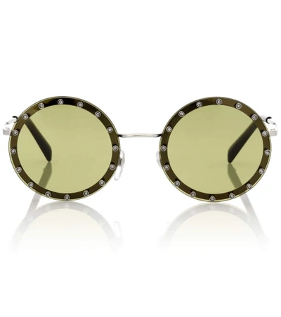 Shop Valentino Round Sunglasses In Yellow