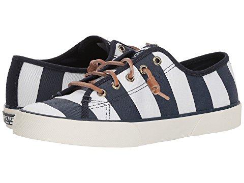 blue and white sperrys