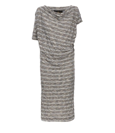 Shop Vivienne Westwood Striped Draped Dress Blue In Light Blue