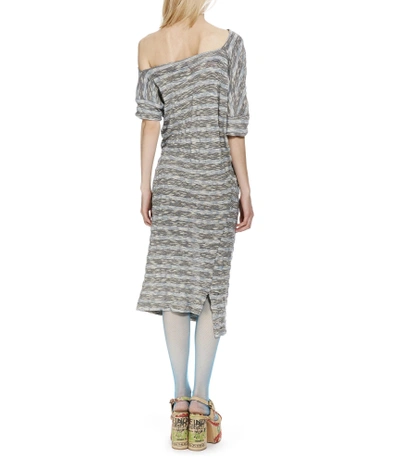 Shop Vivienne Westwood Striped Draped Dress Blue In Light Blue