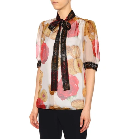 Shop Dolce & Gabbana Printed Silk-blend Blouse In Multicoloured