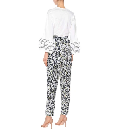 Shop See By Chloé Floral-printed Silk-blend Trousers In Multicoloured