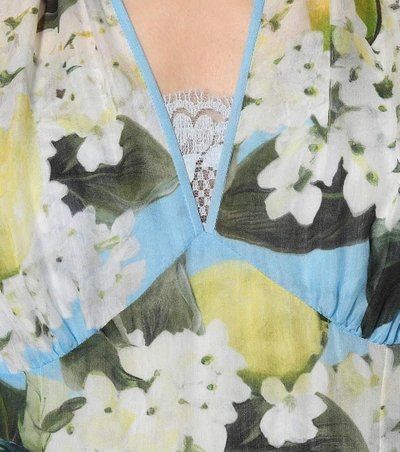 Shop Dolce & Gabbana Floral Silk-chiffon Midi Dress In Blue